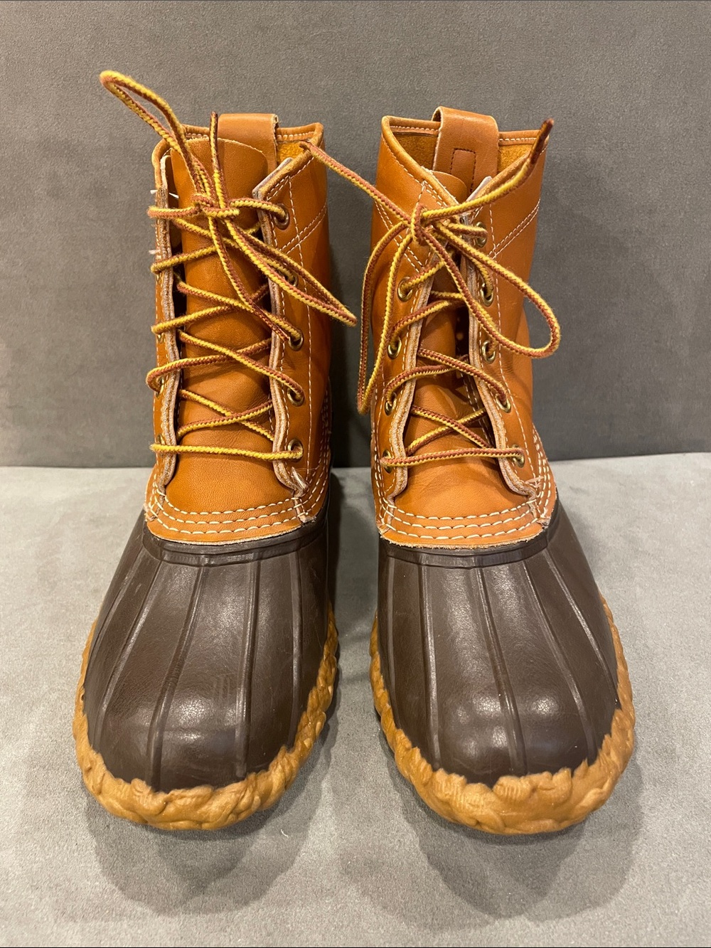 Vintage LL Bean Duck Boots Sz 8 Dark Brown Leather Waterproof Made in USA 1980’s